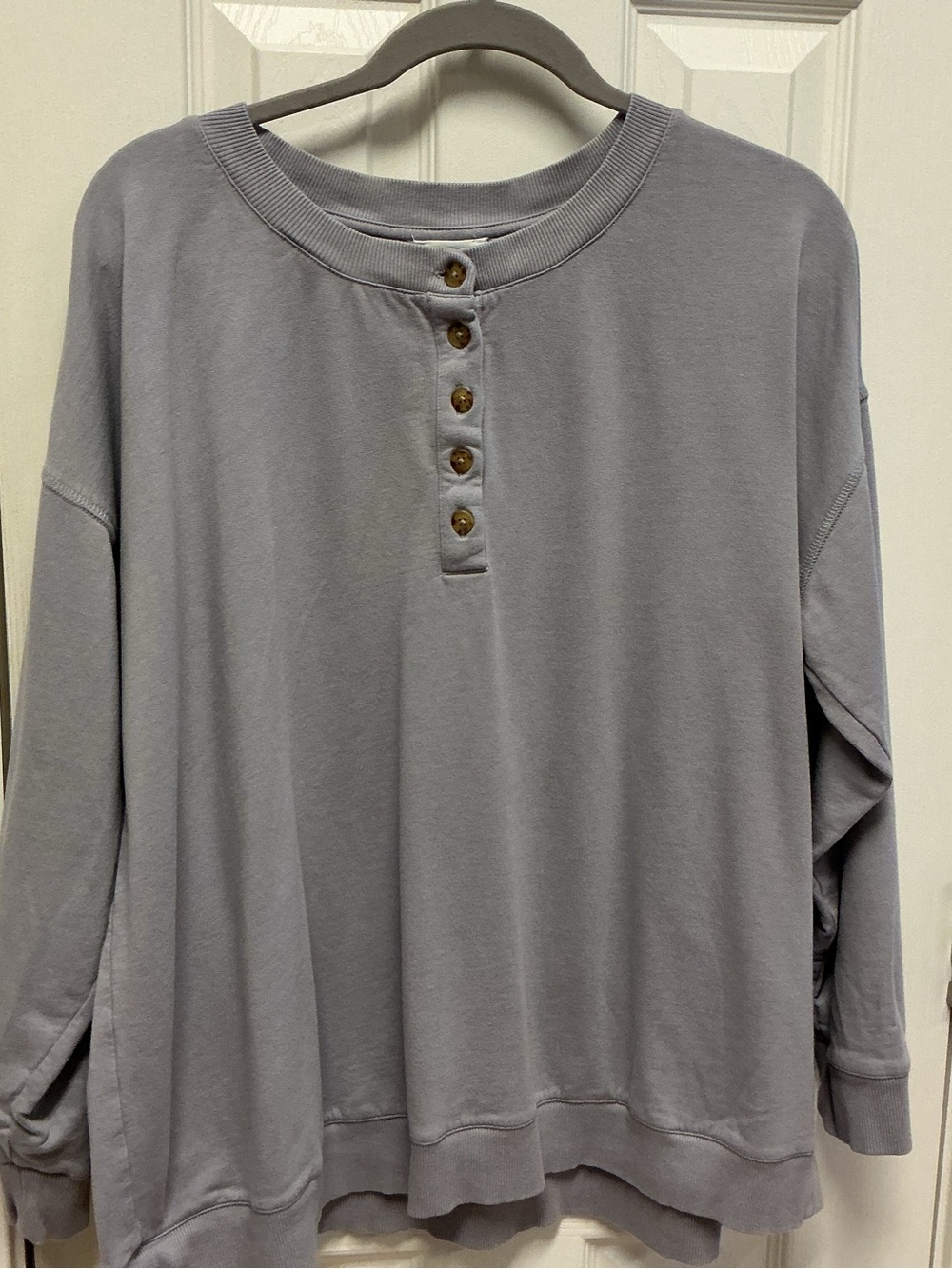 J.Jill Fit XL Lavender Gray Relaxed fit drop shoulder Henley Sweatshirt